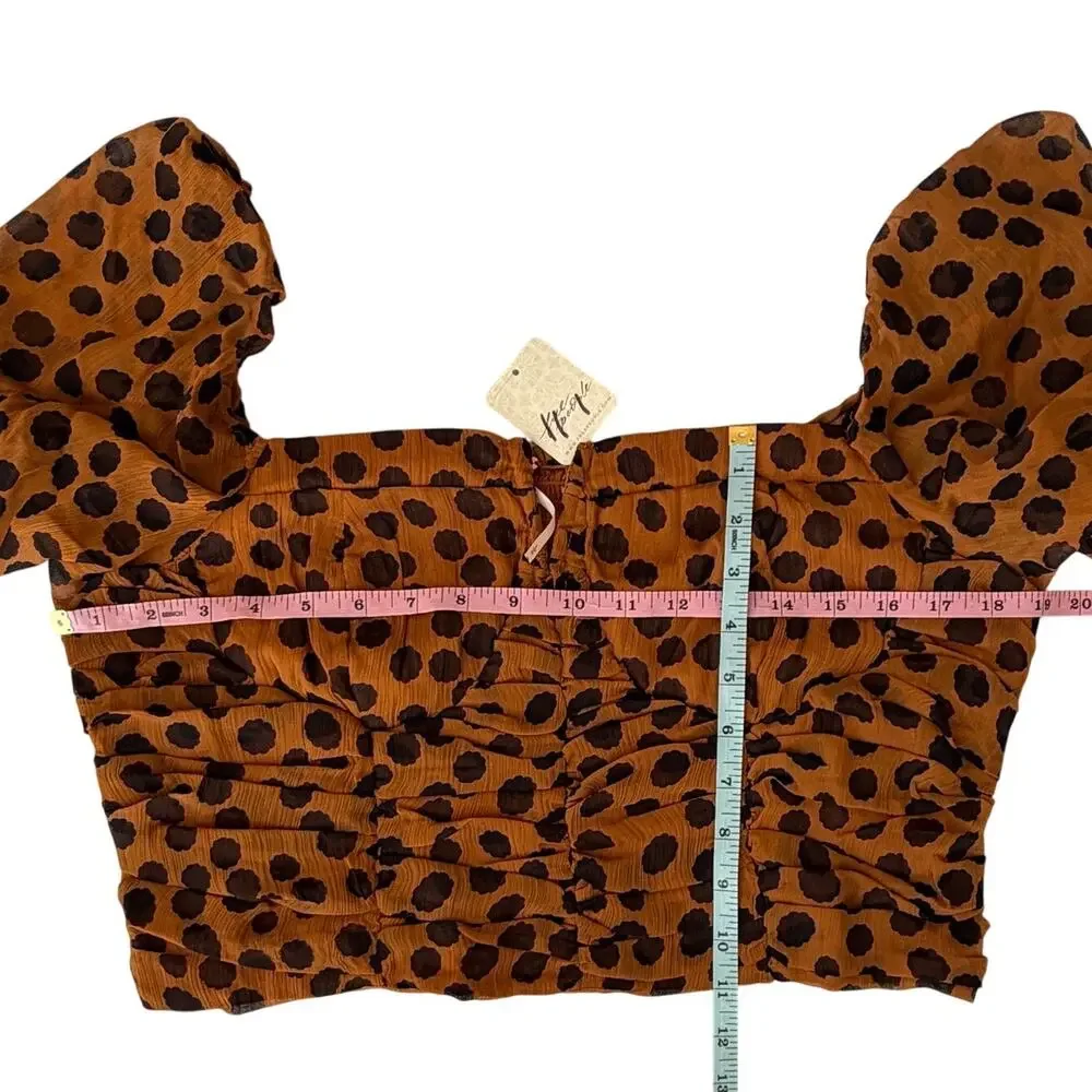 FREE PEOPLE PARKER CORSET TOP BROWN LEOPARD PRINT NWT SIZE L